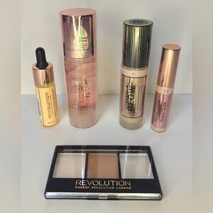 Revolution Makeup Bundle: Foundation, Highlight kit, Baking Oil & Setting Spray